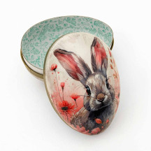4-1/2" Grey Bunny Papier Mache Easter Egg Container ~ Germany
